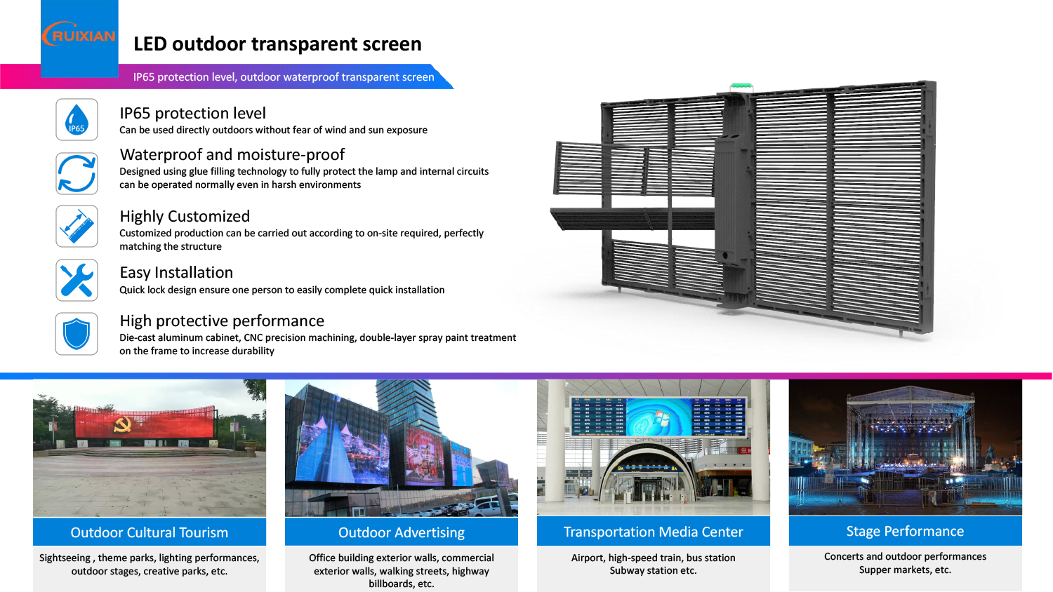 LED outdoor waterproof transparent screen