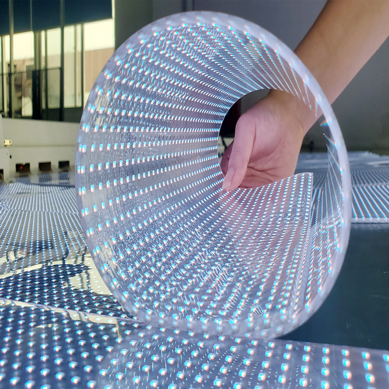 Glass curtain wall LED crystal film screen soft film screen