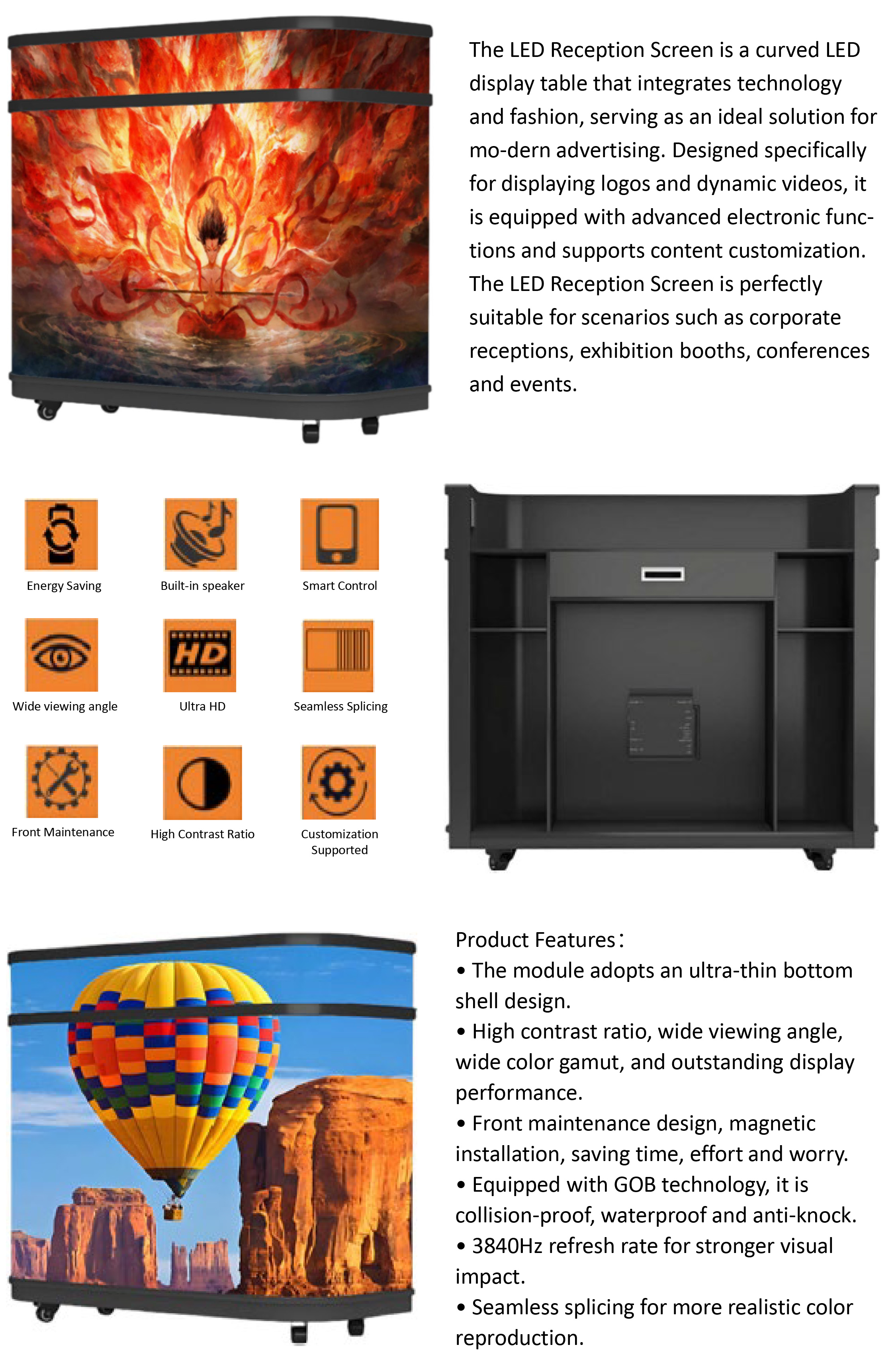 LED front desk screen